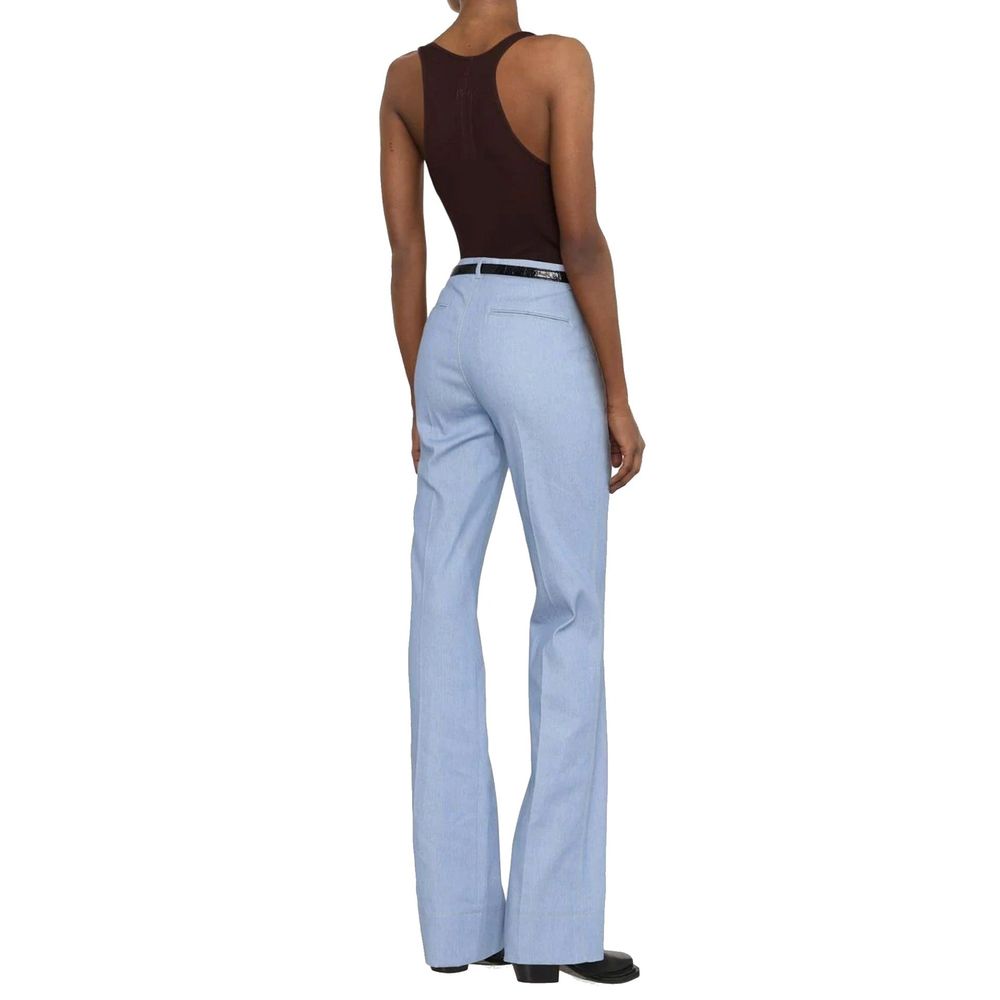 Blue Cotton Flared Pants