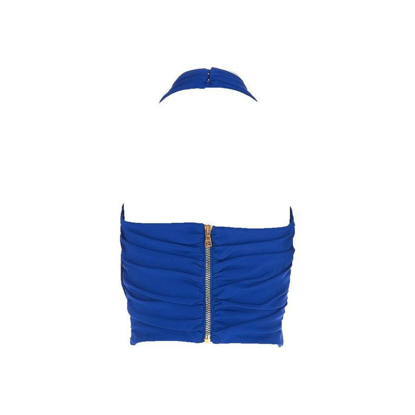 Blue Elastane Tank Tops