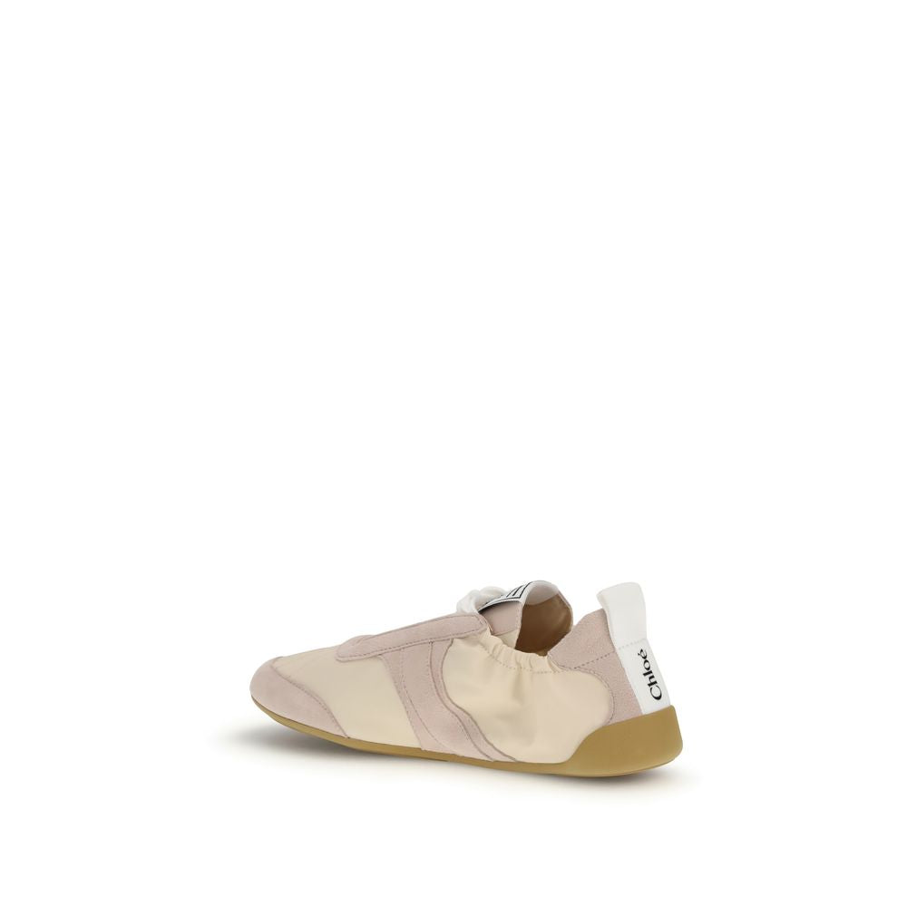 Beigefarbene Synthetik-Turnschuhe mit Wildleder-Details