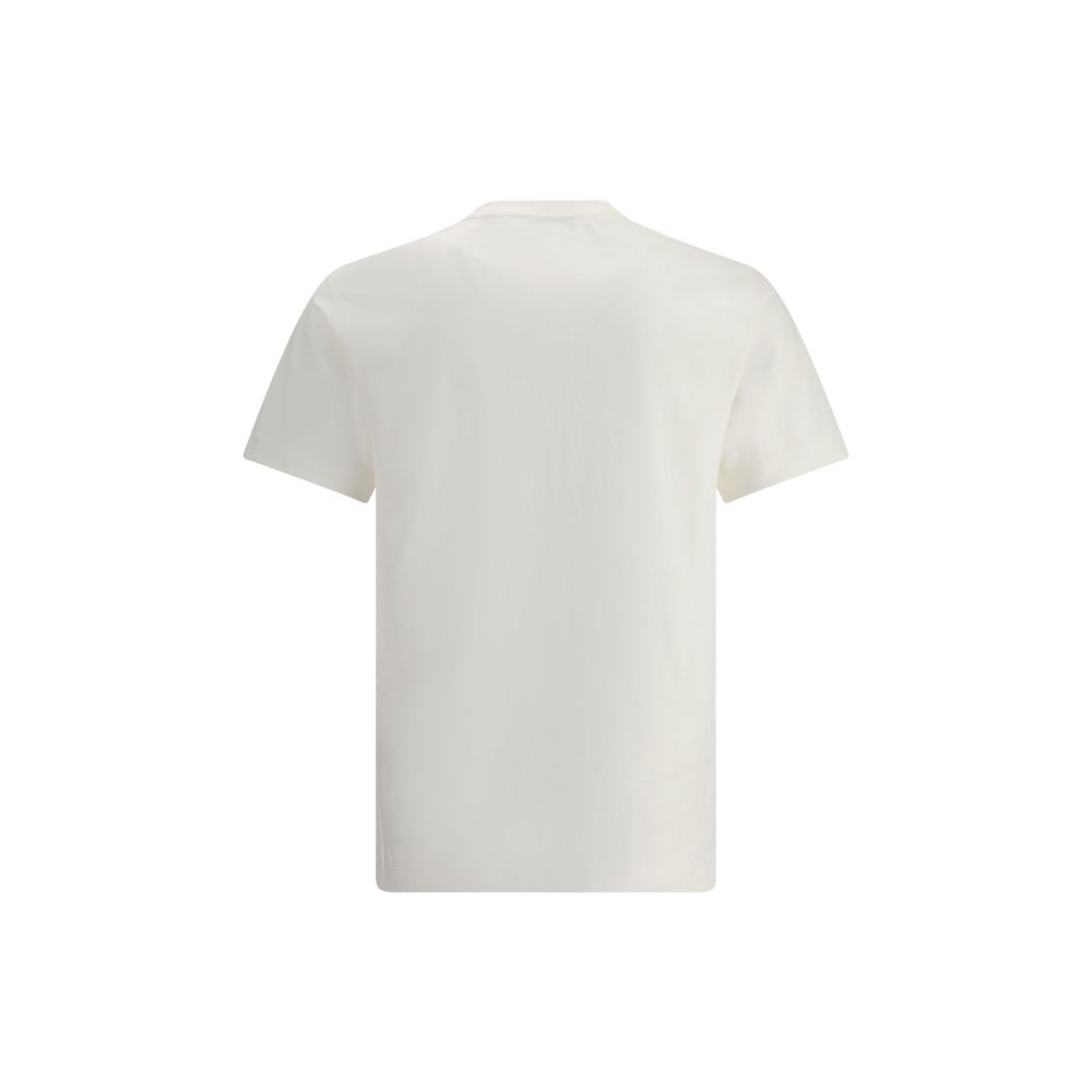 White Cotton T-Shirt with Burberry Logo Patch