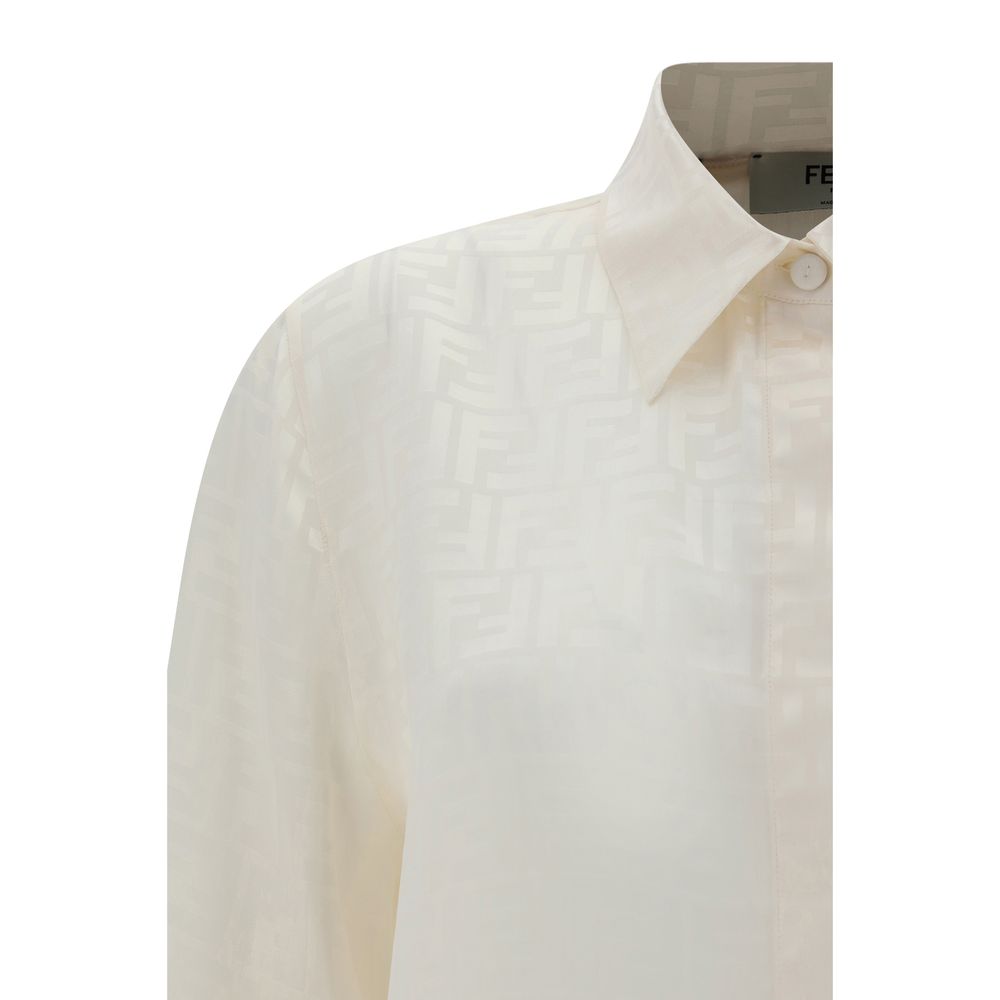 Chemise blanche à motifs en soie