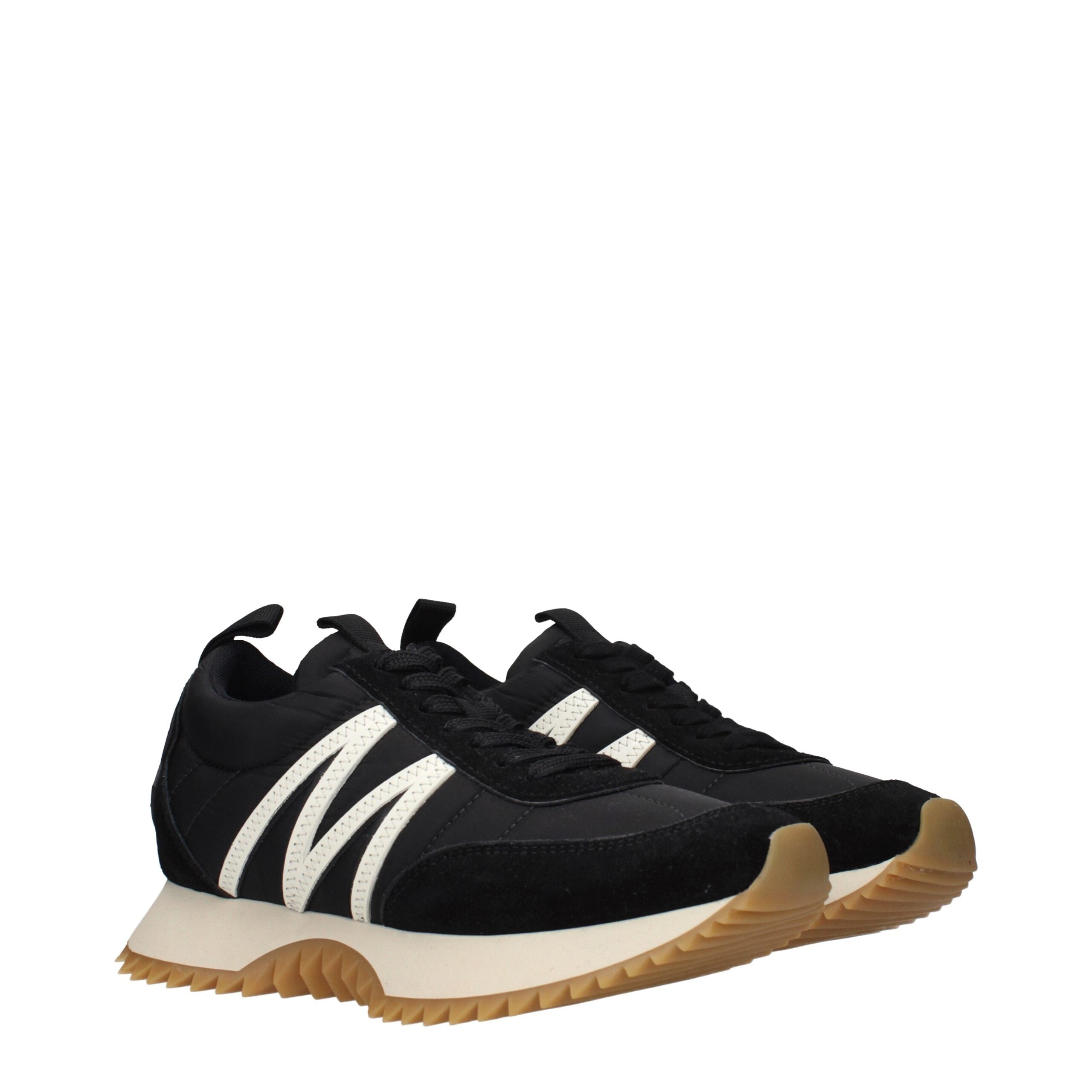 Black Synthetic Low Top Sneakers with Logo by Moncler