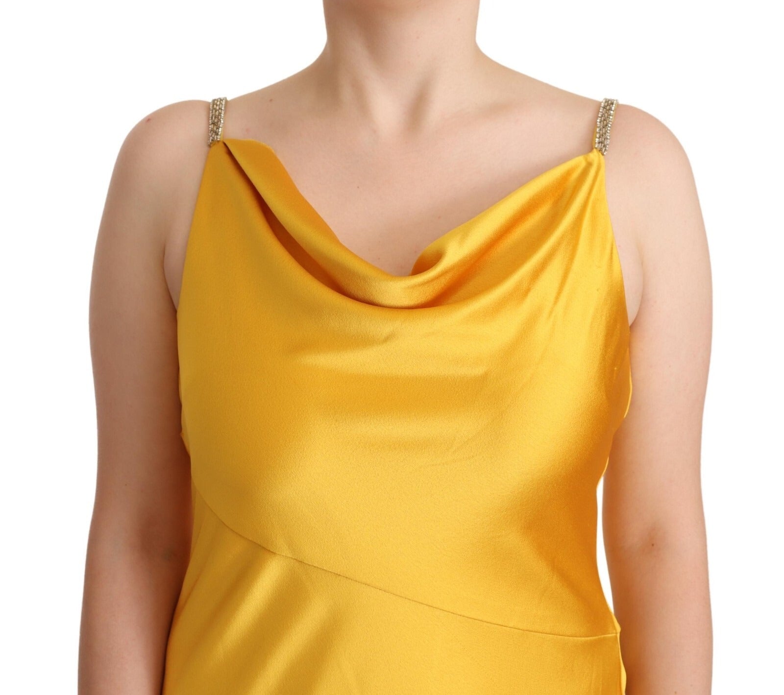 Gelbes ärmelloses Etui-Abendkleid aus Synthetik von Ralph Lauren