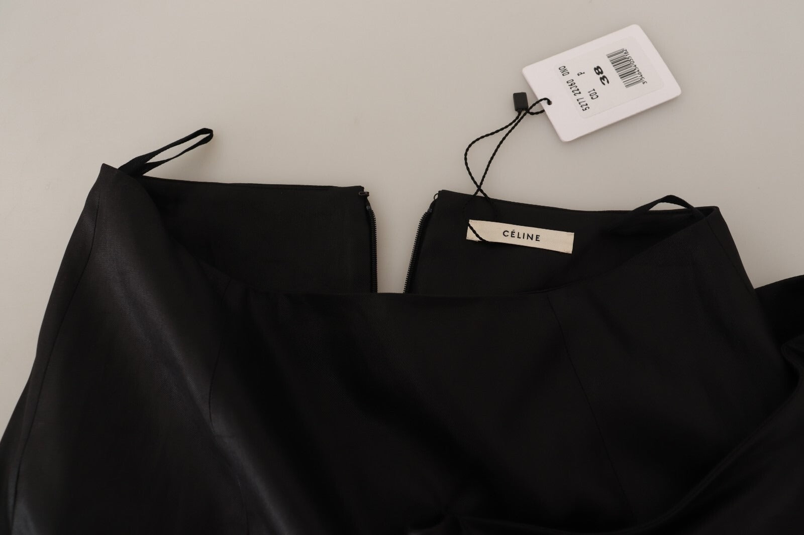 Jupe asymétrique portefeuille en acétate noir taille haute