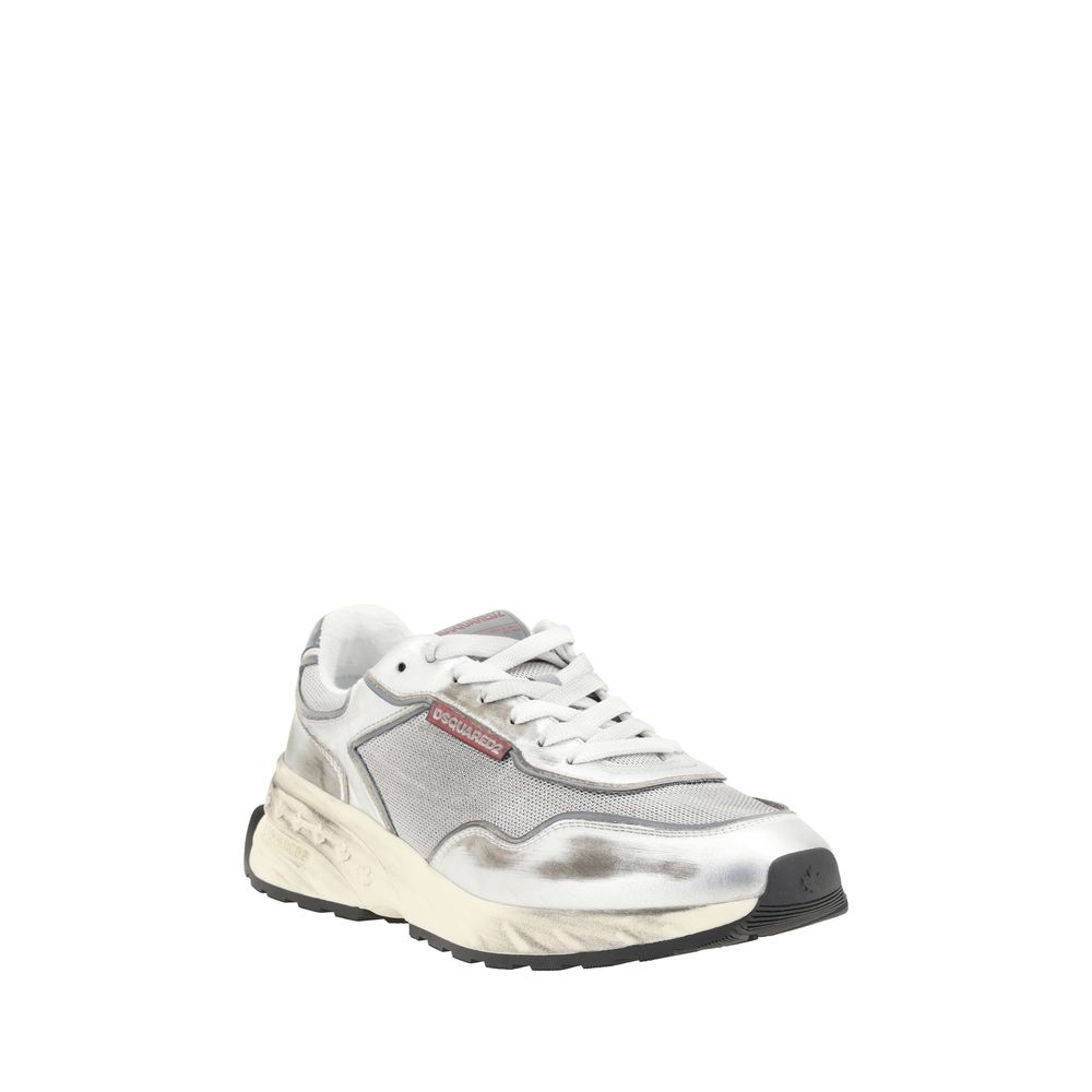 White Leather Athletic Sneakers by Dsquared2