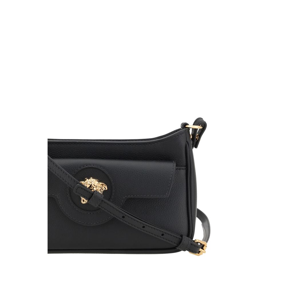 Black Leather Mini Medusa Shoulder Bag by Versace