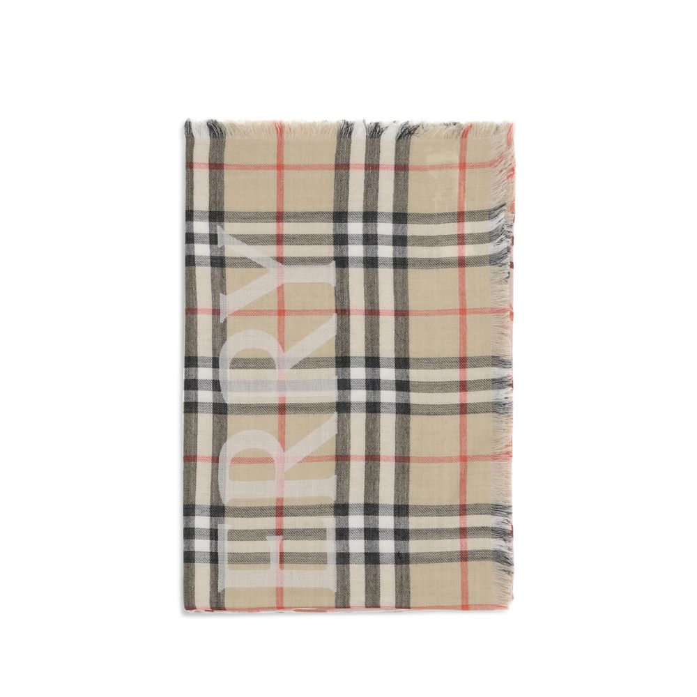 Beiger Schal aus Wolle und Seide mit Burberry Check