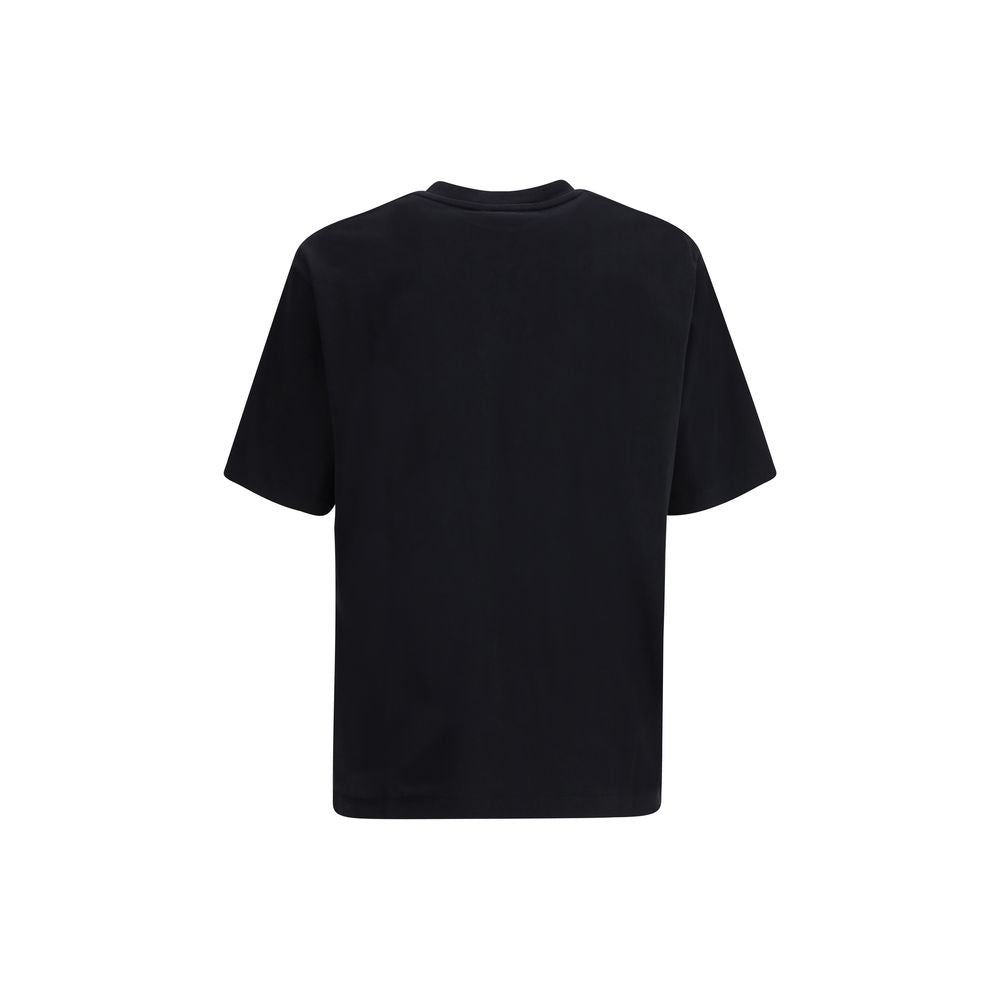 Schwarzes Baumwoll-T-Shirt mit gesticktem Logo