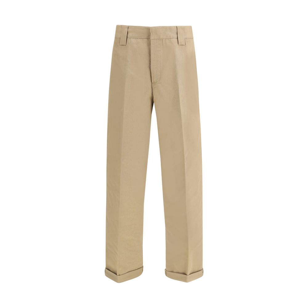 Beige Cotton Chino Pants with Gold Star Detail