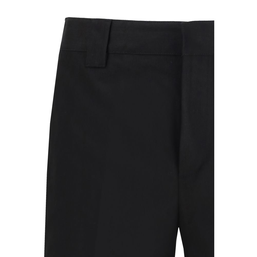 Black Cotton Chino Pants with Double Gold Star Detail