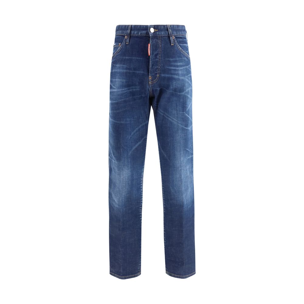 Blaue Baumwolljeans, schmal geschnitten