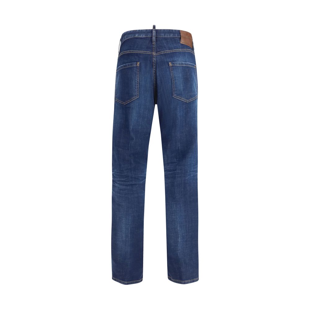 Blaue Baumwolljeans, schmal geschnitten