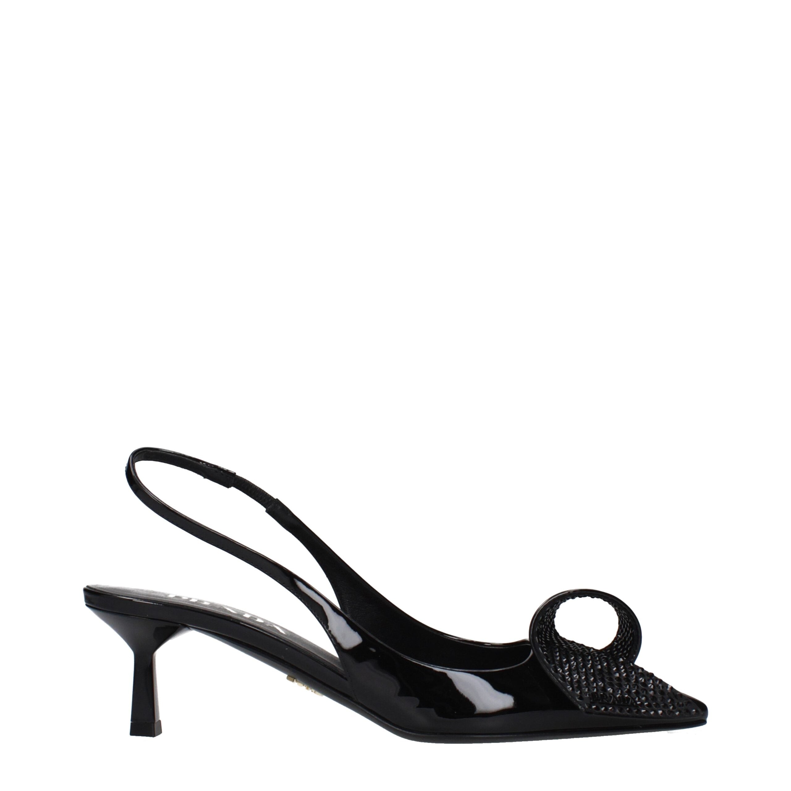 Schwarze Prada Riemchensandalen mit Stilettoabsatz und seitlichem Logo
