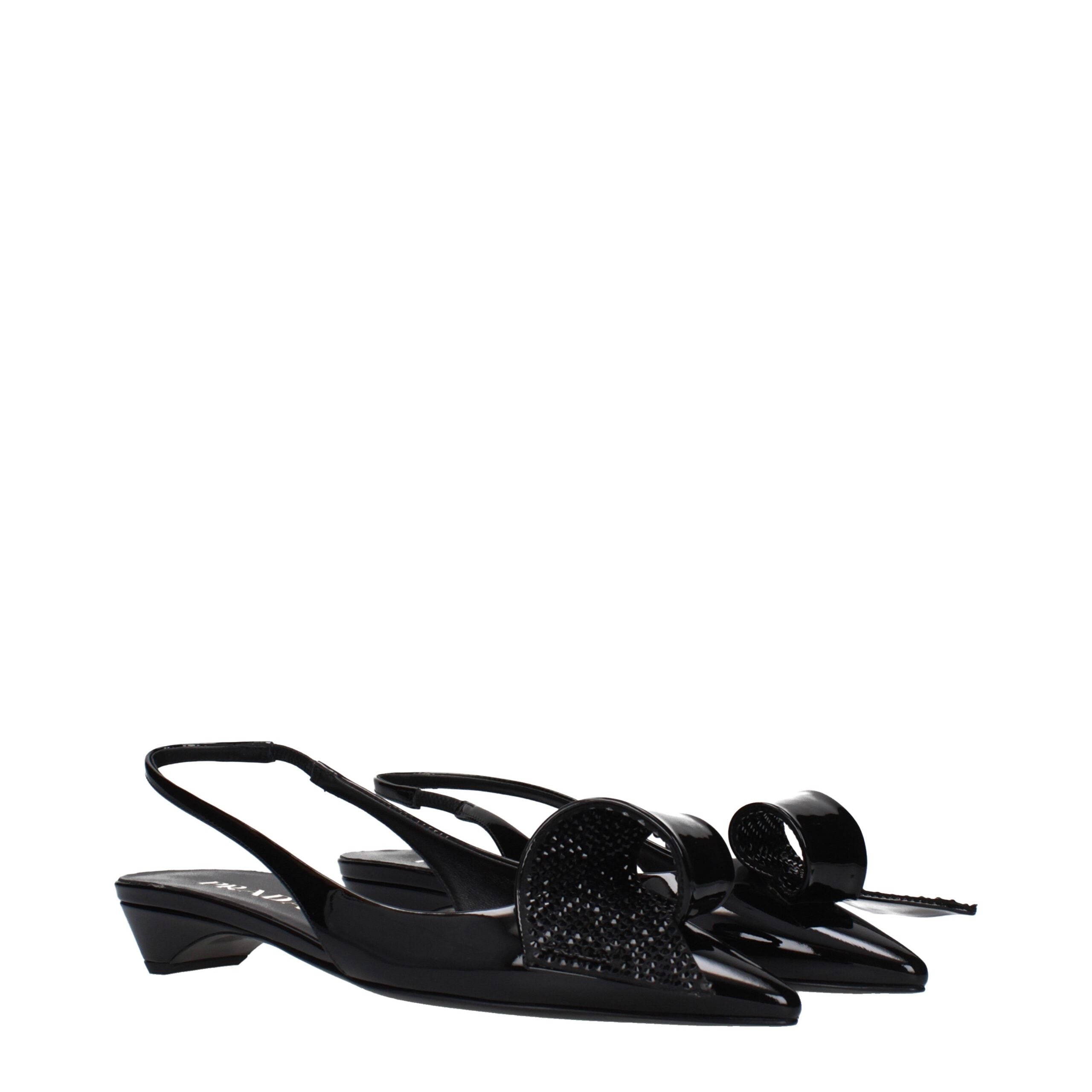 Schwarze flache Ledersandalen mit seitlichem Logo von Prada