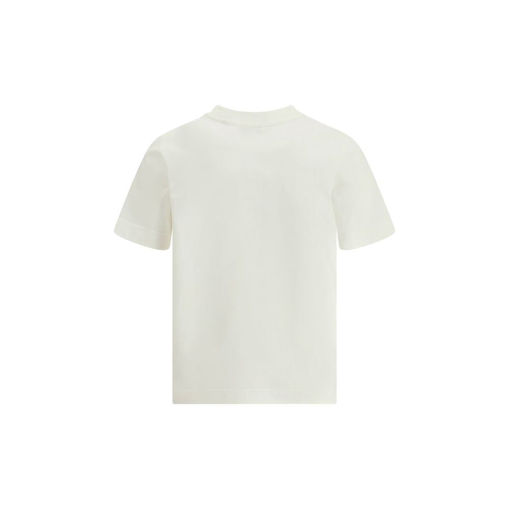 White Cotton T-Shirt with Embroidered Chest by Burberry