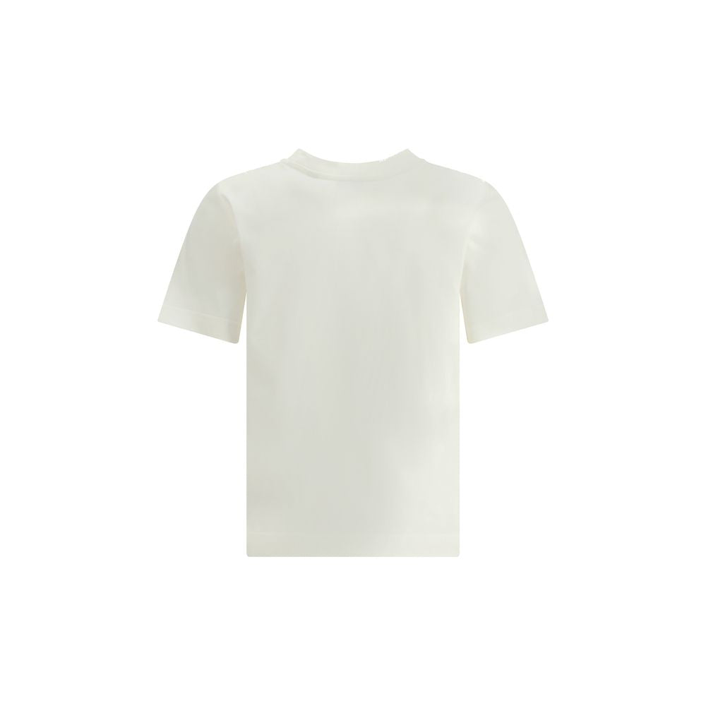 White Cotton T-Shirt with Burberry Embroidery