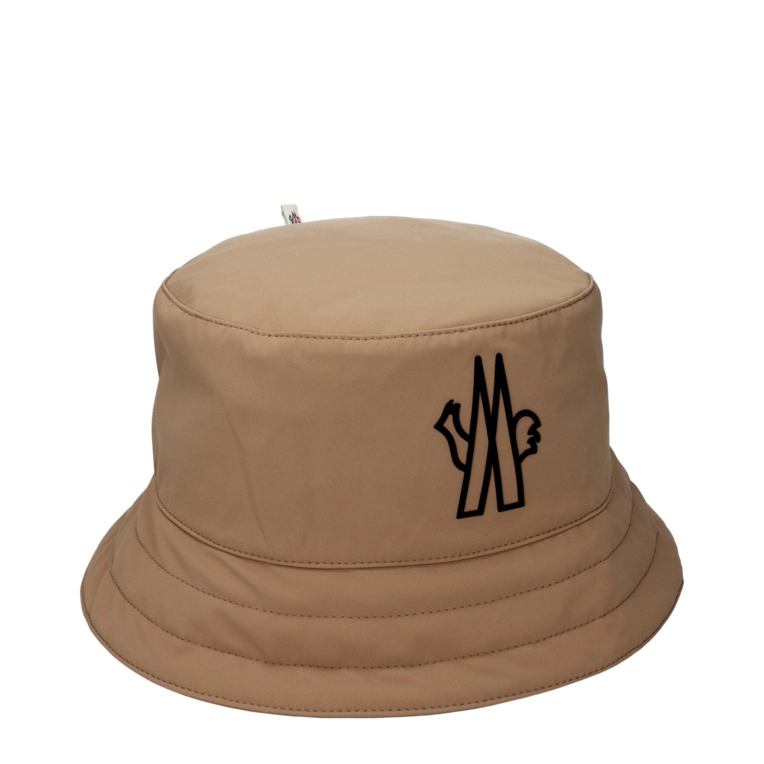 Beiger Kunstfaser-Bucket Hat mit Logo von Moncler