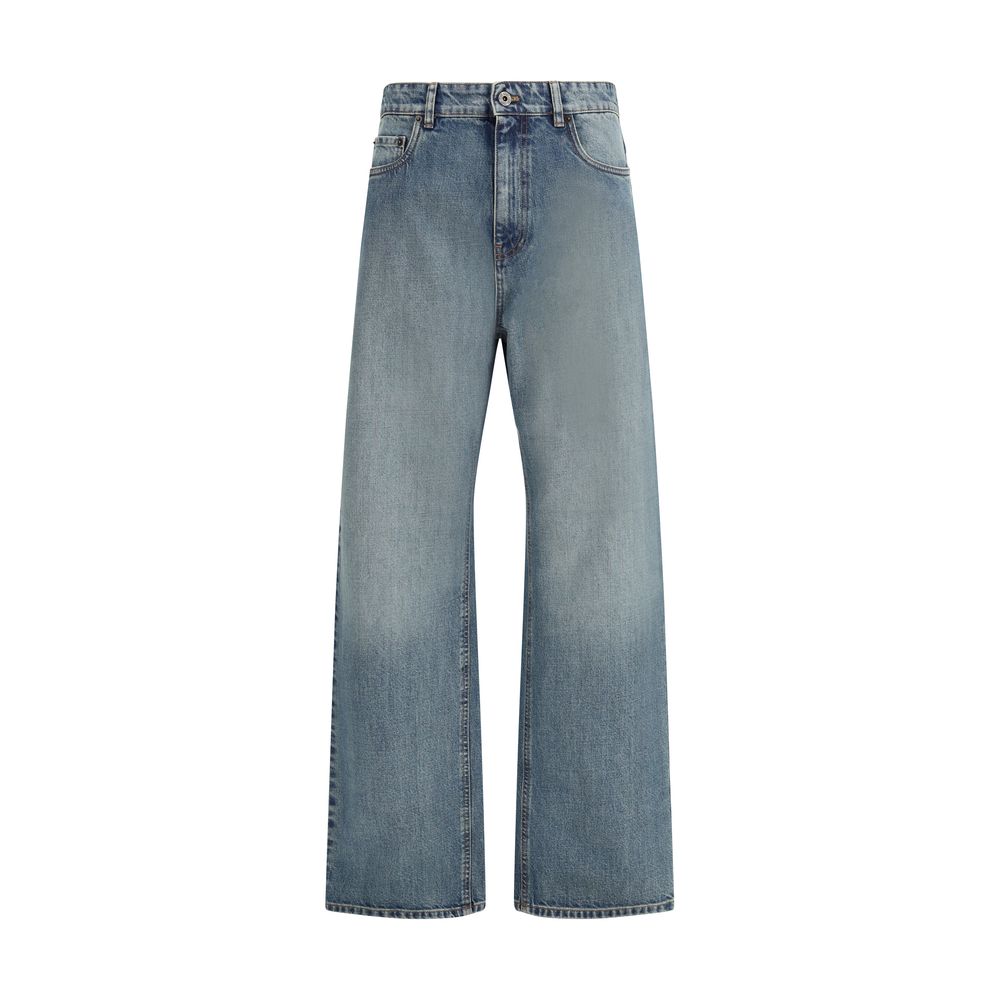 Blue Cotton Straight-Leg Jeans by Miu Miu