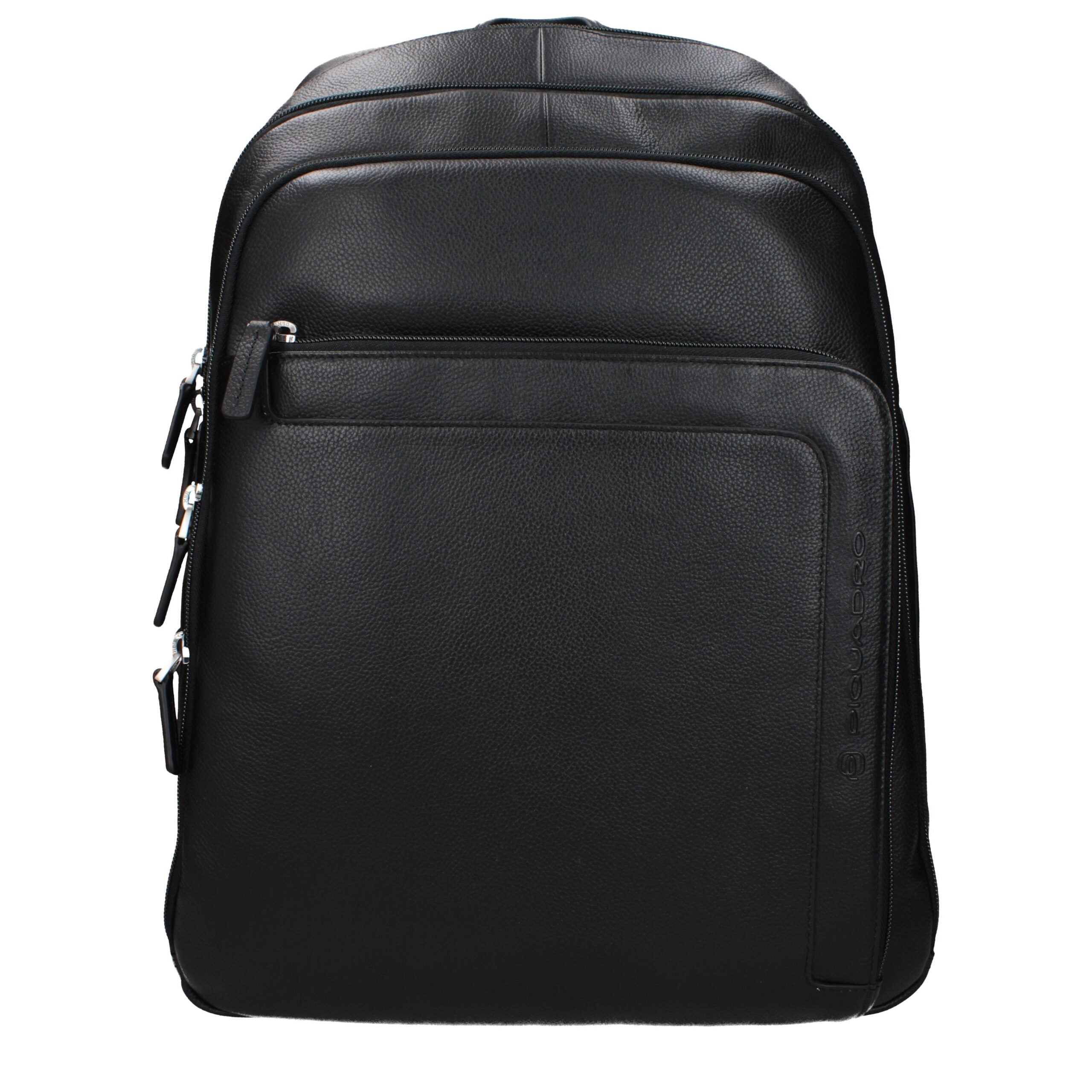 Schwarzer Lederrucksack mit Vintage-Effekt von Piquadro
