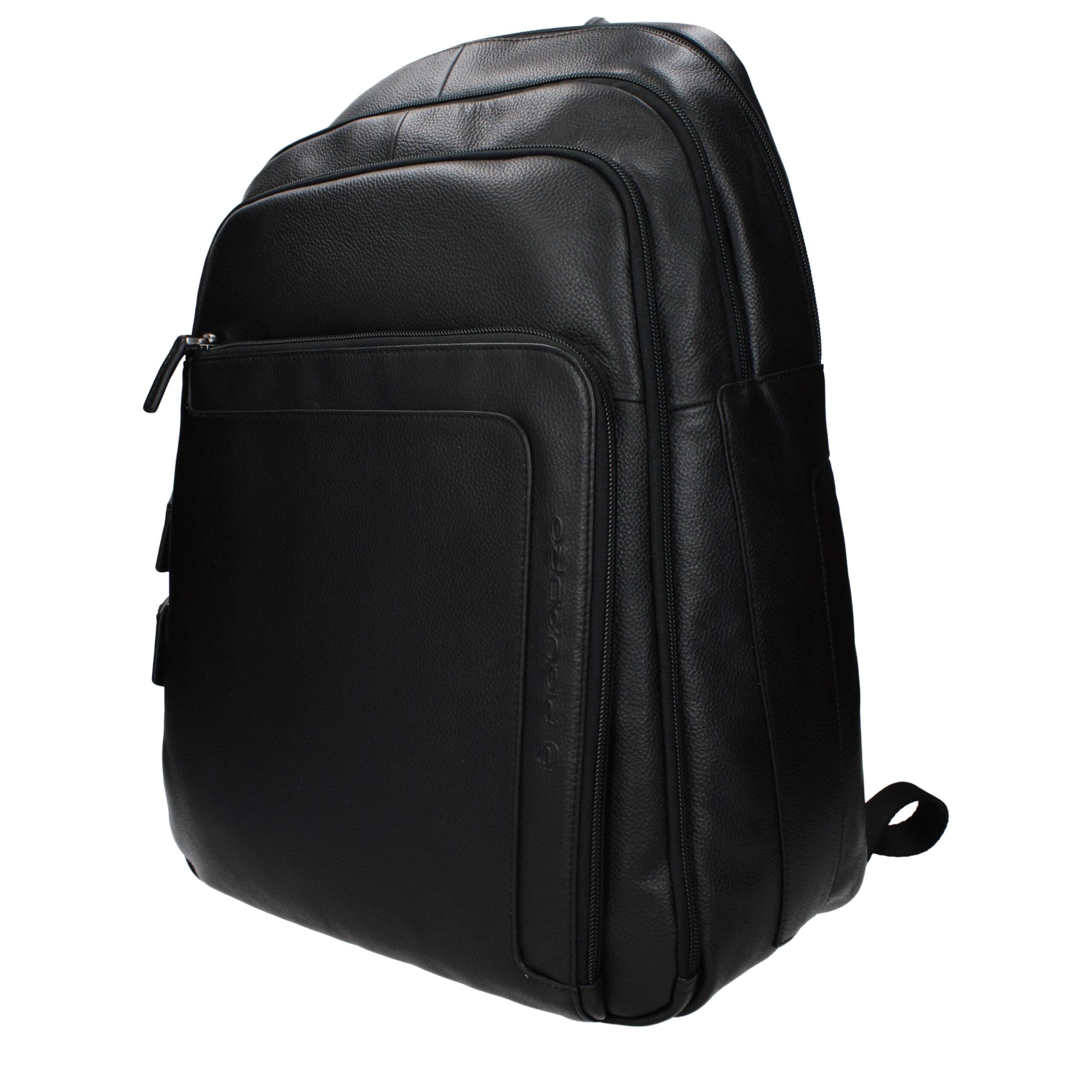 Schwarzer Lederrucksack mit Vintage-Effekt von Piquadro