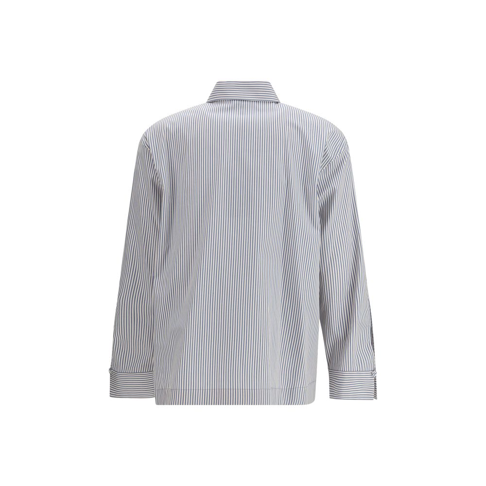 Multicolor Cotton Striped Shirt with Draped Detail